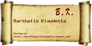 Barthalis Klaudetta névjegykártya